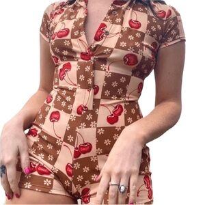 Omighty checkered cherry play suit